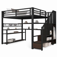 GAMING-HOCHBETT 140x200 cm in Schwarz mit LED, Schreibtisch, Kleiderschrank und Stauraum - Schwarz, Holzwerkstoff (140/200cm) - IVMEU