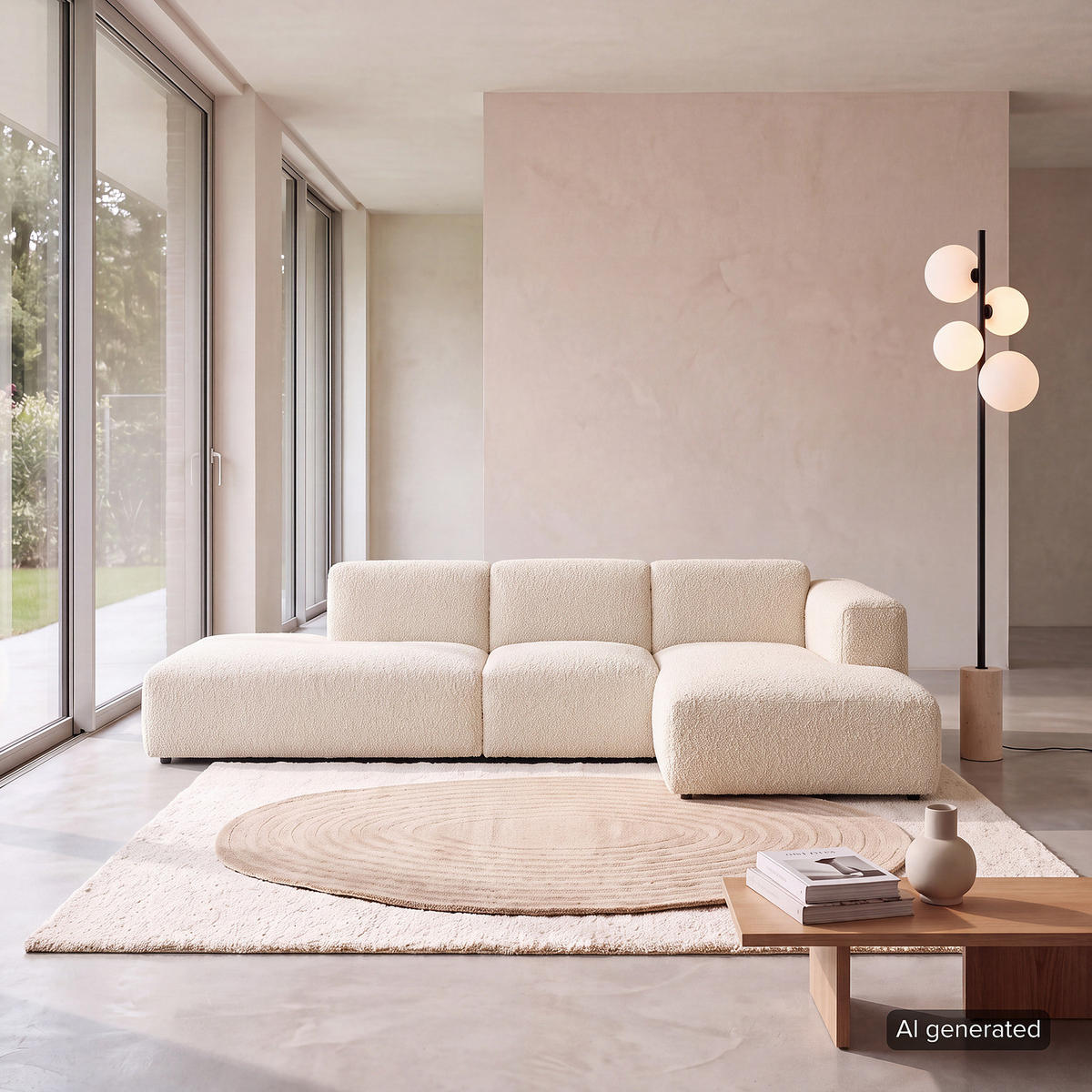ECKSOFA mit Chaiselongue - Beige/Schwarz, Kunststoff/Textil (290/173cm) - home24