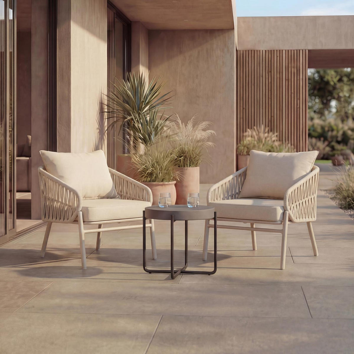 ZAHRADNÍ ŽIDLE Krémově bílá - bílá, kov (64/67/70cm) - MCW