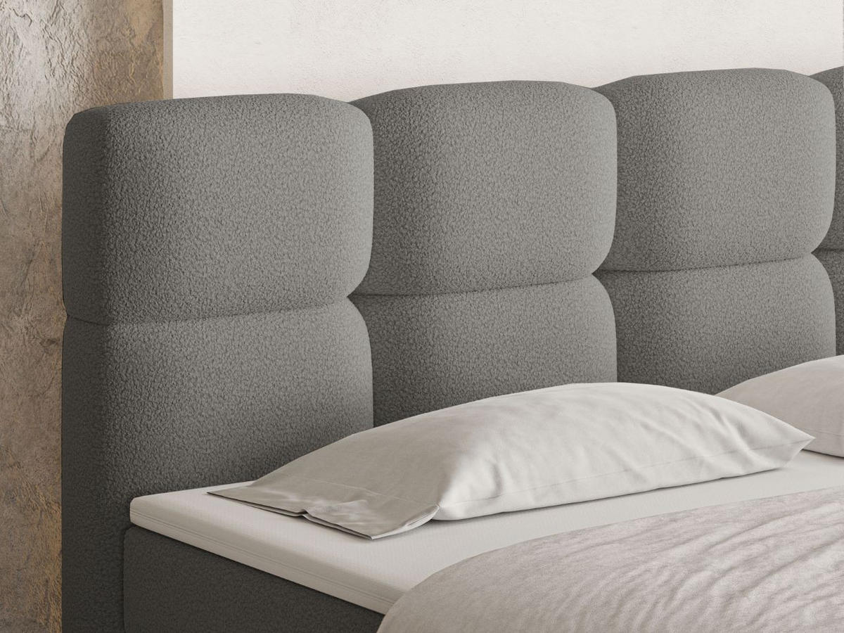 BOXBETT Rivon 140x200 Bouclé-Stoff Grau - Grau, Holz/Textil (140/200cm) - Graingold