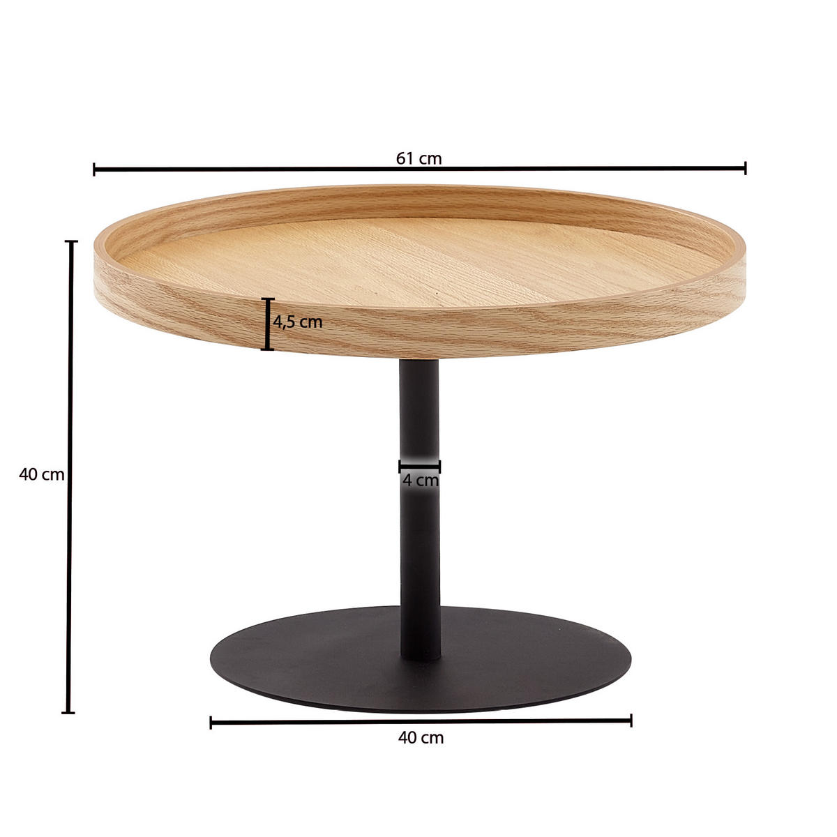 COUCHTISCH rund KYLE Holz Sofatisch - Braun, Holzwerkstoff (61/61/40cm) - tinkaro