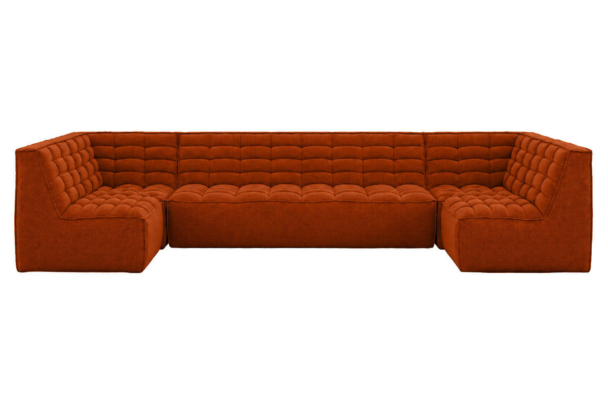 ECKSOFA Modulares U-Form, Plüschstoff Pop, Kupfer, LAZY U Medium - Kupferfarben, Holz (386/76/173cm) - Kaiser Möbel