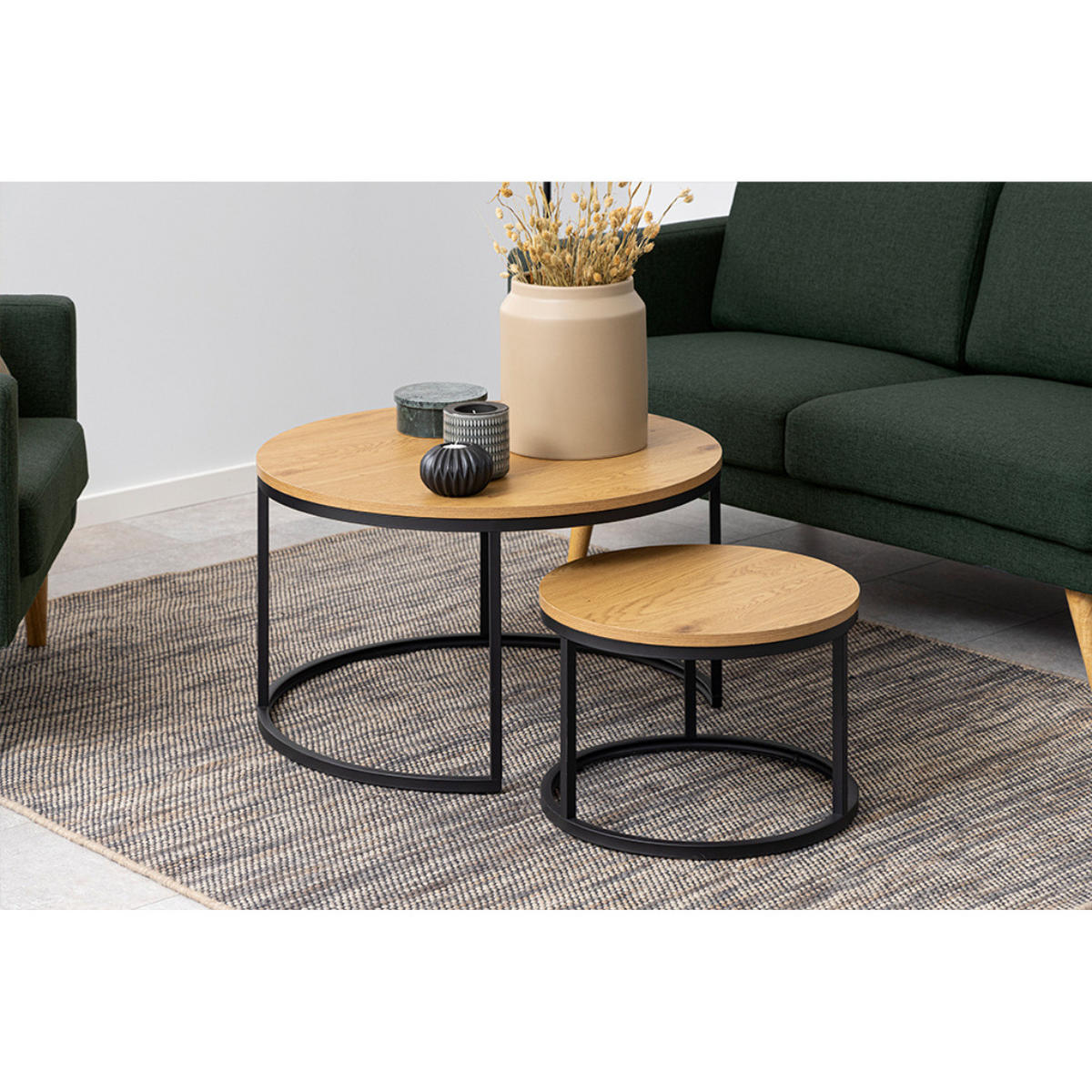 COUCHTISCH ELEGANCE Wildeiche Natur, Schwarz 80 cm - Braun, Holz (80/80/45cm) - riess-ambiente