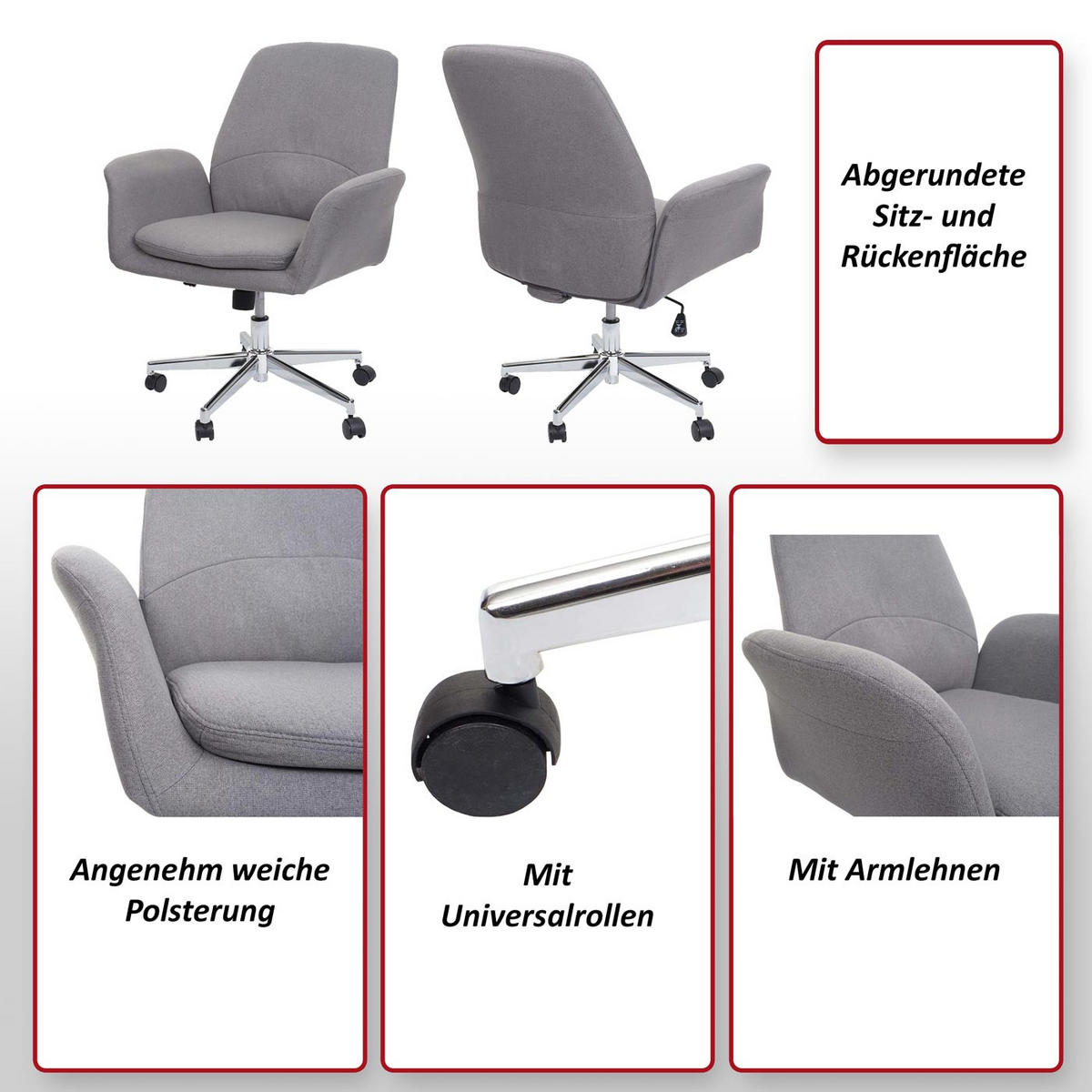 BÜROSTUHL Grau - Grau, Textil (75/99/55cm) - MCW