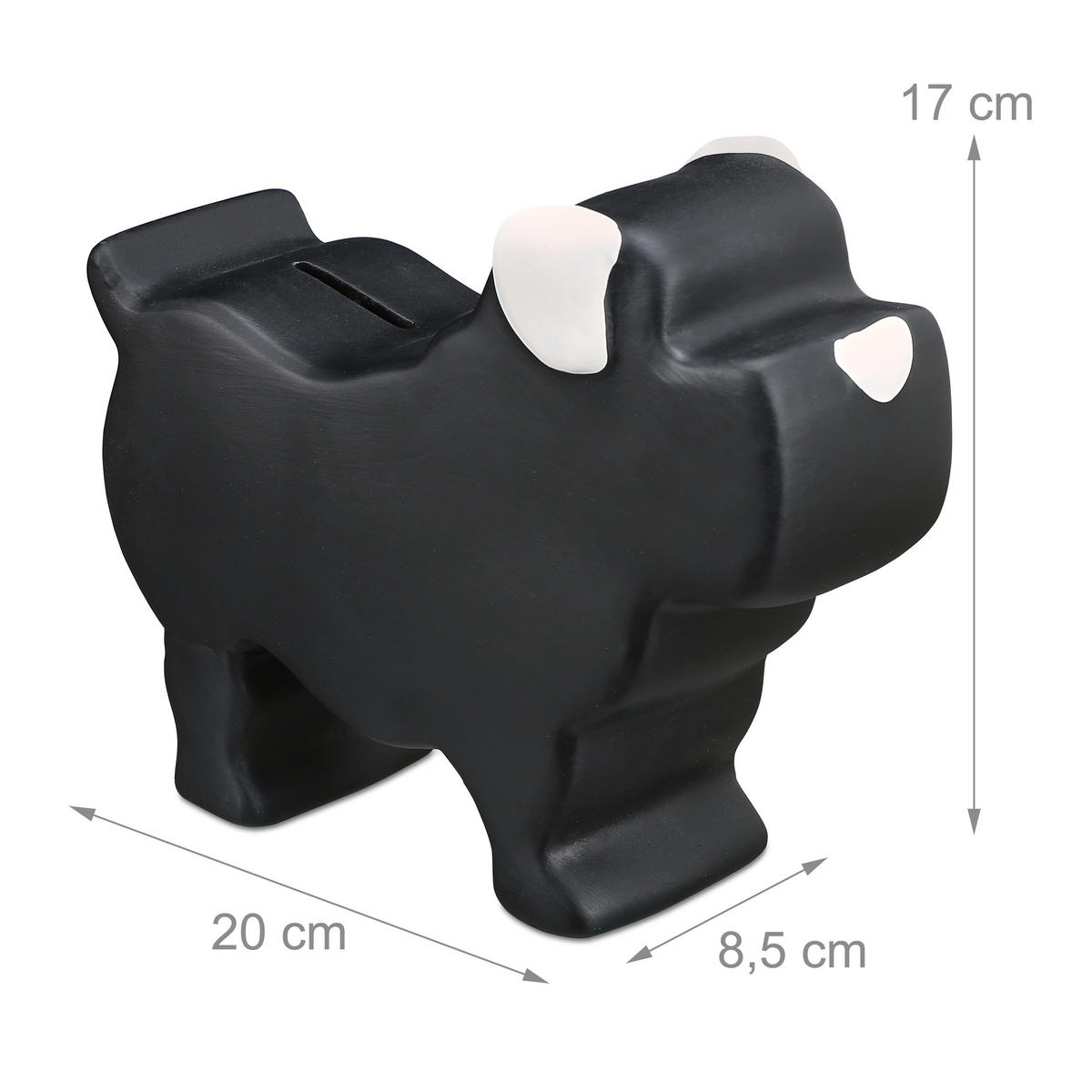 SPARDOSE - Schwarz, Keramik (8.5/17/20cm) - Relaxdays