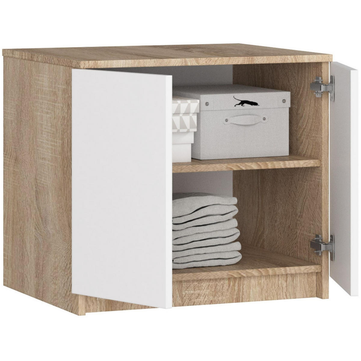 KLEIDERSCHRANK AUFSATZSCHRANK Sonoma-Eiche,Weiß 60x51x55cm - Weiß/Sonoma Eiche, Holzwerkstoff (60/55/51cm) - Akord
