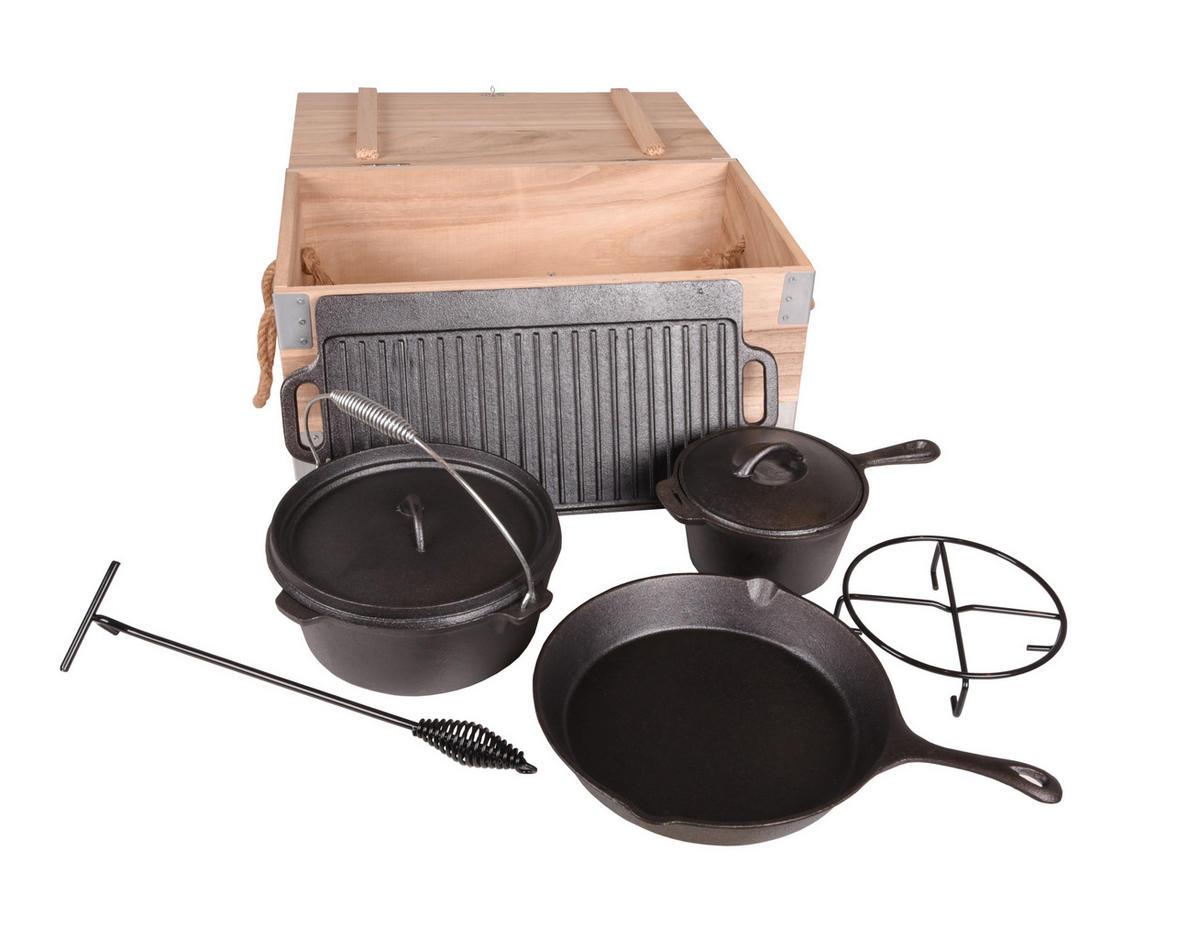 KOCHSET Siena Gusseisen Schwarz 24x33,5x55cm - Schwarz, Metall - DELUKE
