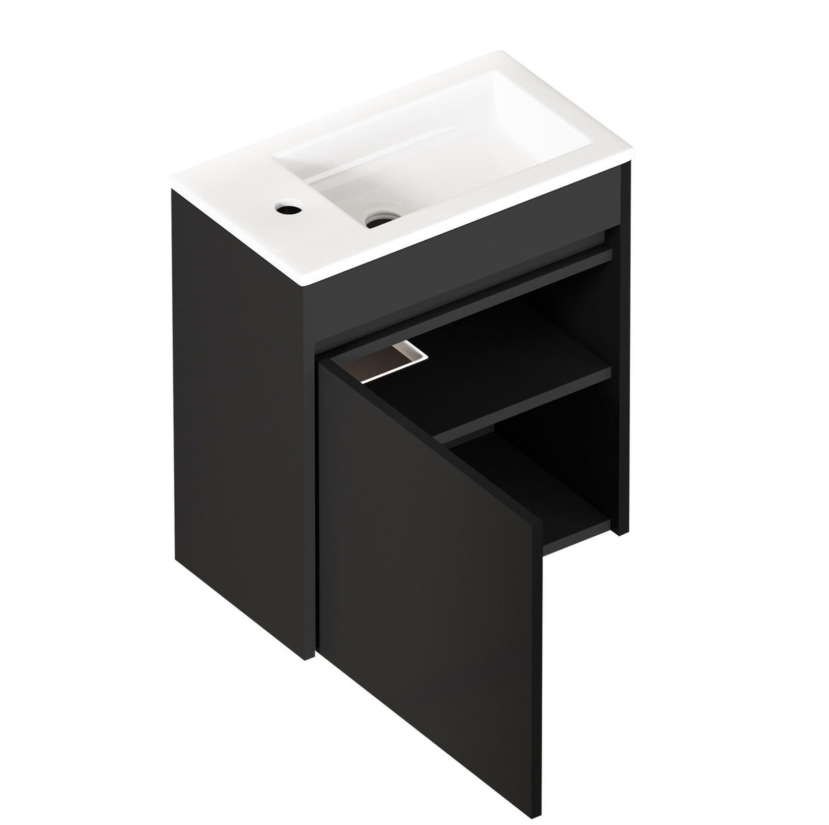 BADSCHRANK mit Soft-Close-Tür 46 cm Schwarz - Schwarz, Holzwerkstoff (26/51.5/46cm) - Beauniv