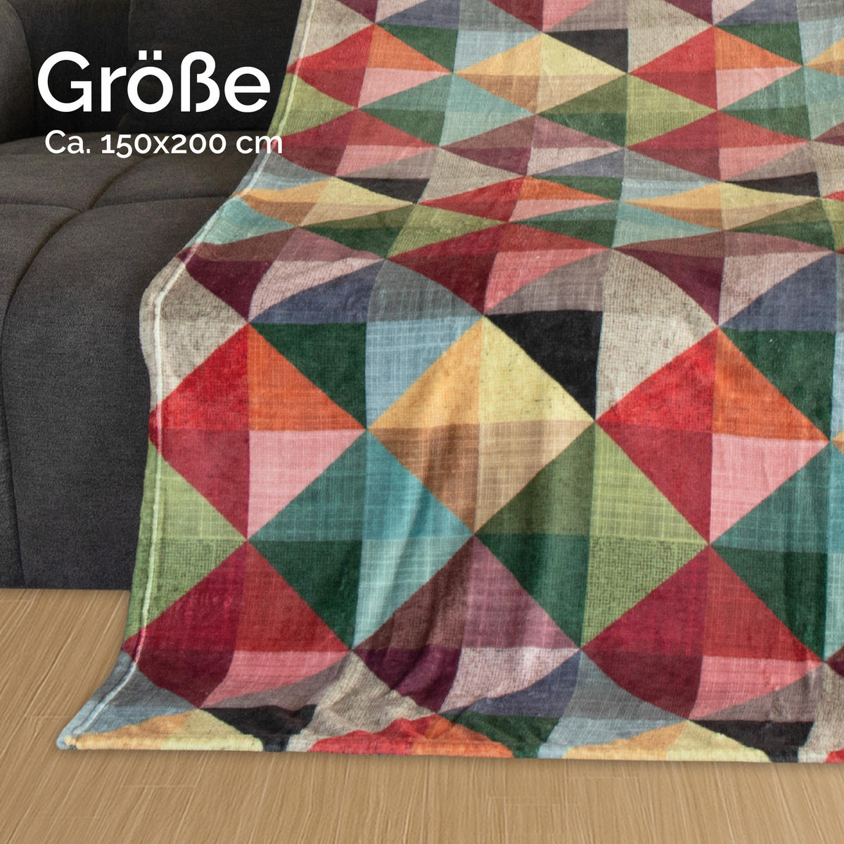 WOHNDECKE 150x200cm Design - Cubus - Rot/Multicolor, Textil (150/200cm) - Bestlivings