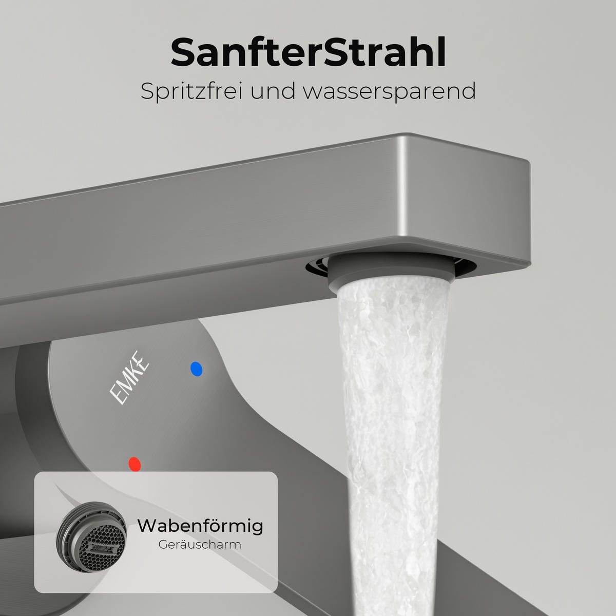 WASCHTISCHARMATUR mit Luftsprudler Messing Anthrazit - Dunkelgrau, Metall (21/7/28.8cm) - EMKE