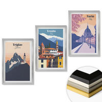 WANDBILDER 3er Set - 40x60 cm Silberner Rahmen - Retro-Illustrationen zur Bergarchitektur - Silberfarben, Kunststoff (40/60cm) - ArtPrintCave
