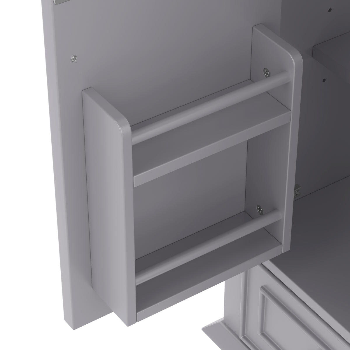 BADEZIMMERSCHRANK 76x46x87cm in Grau mit Massivholzbeinen & Keramikbecken - Grau, Holzwerkstoff (76/87/46cm) - Modfu