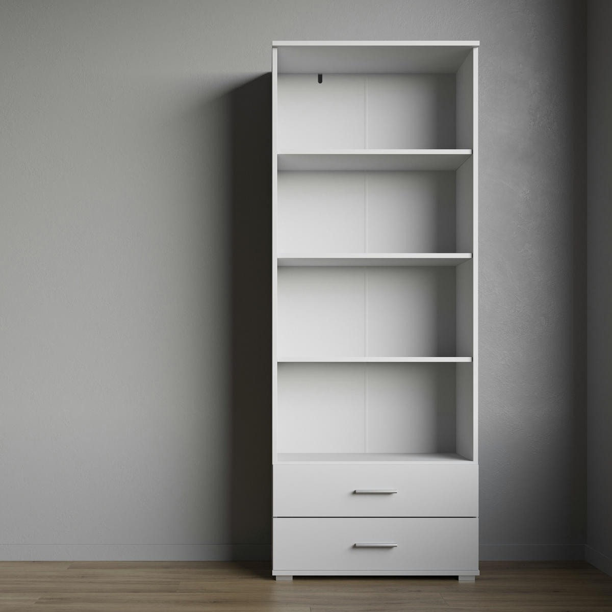 BÜCHERREGAL FAUSKE REG4-2S Schubladen Weiß - Weiß, Holzwerkstoff/Kunststoff (69/180/34cm) - Komodee