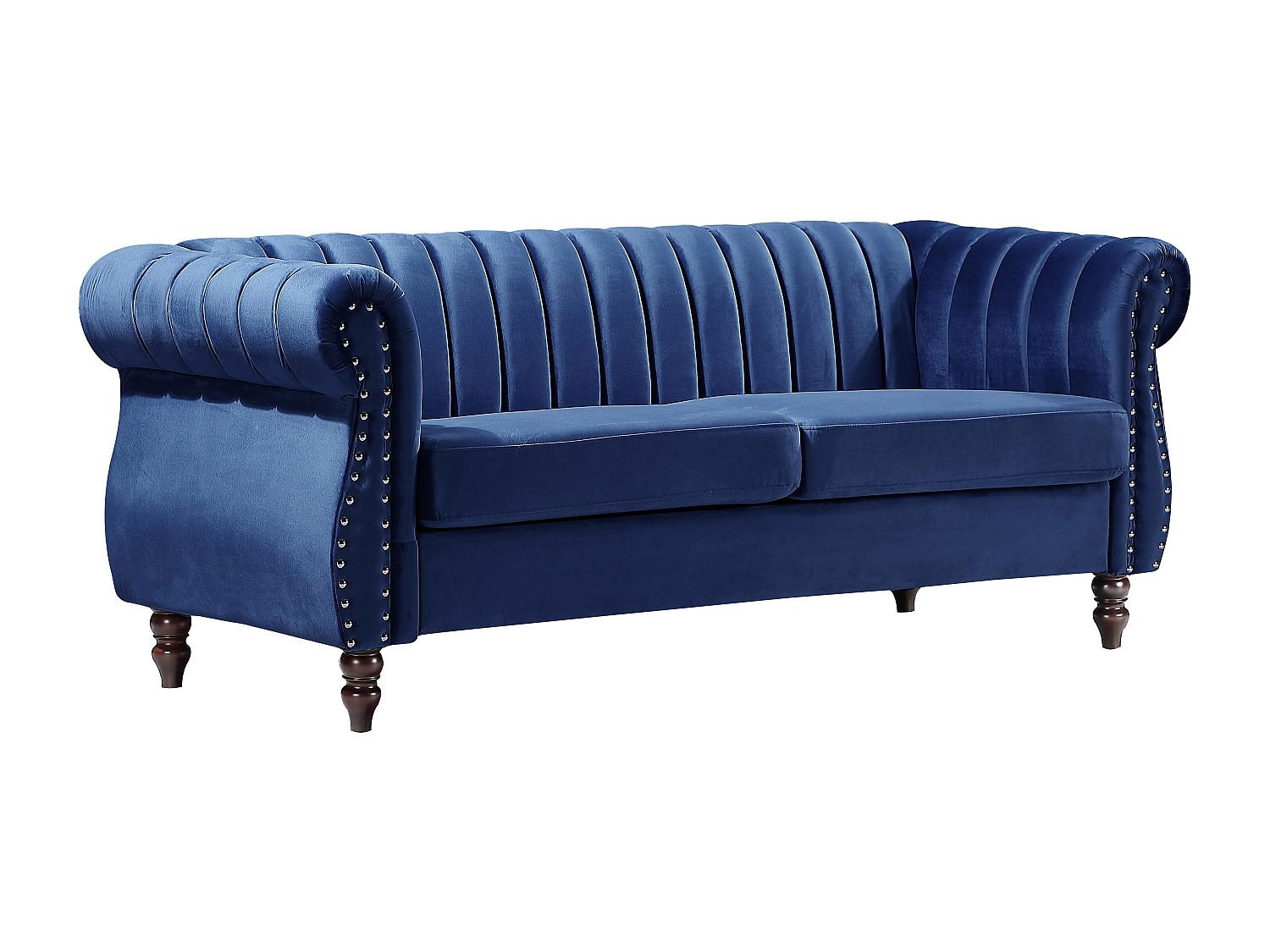 CHESTERFIELD-SOFA - 3-Sitzer - Samt - Königsblau - TRUMBO - Blau, Textil (195/77/78cm) - Vente-Unique