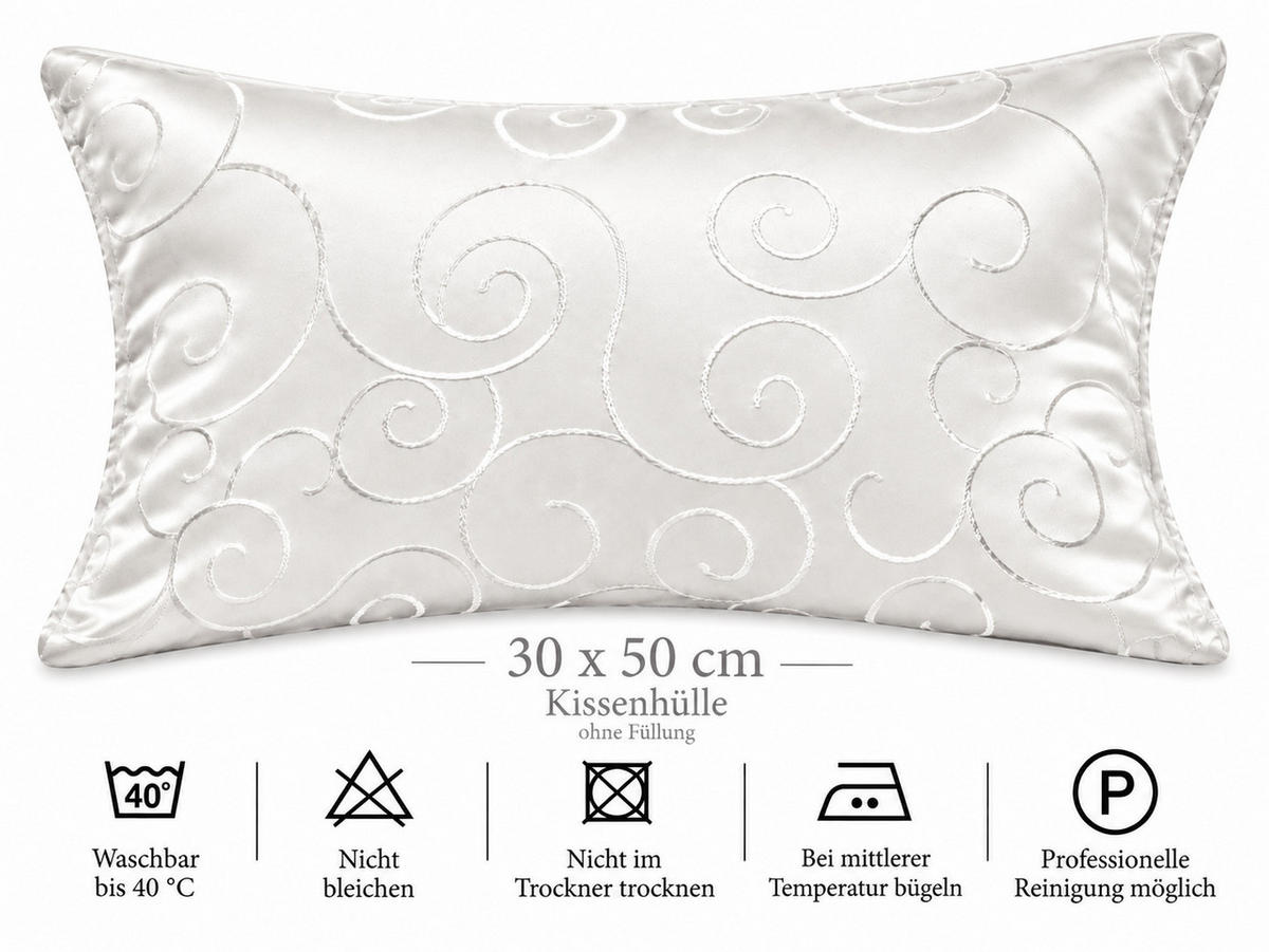 KISSENBEZUG 30x50 cm Weiß Damast Circle - Weiß, Textil (30/50cm) - TiborTex