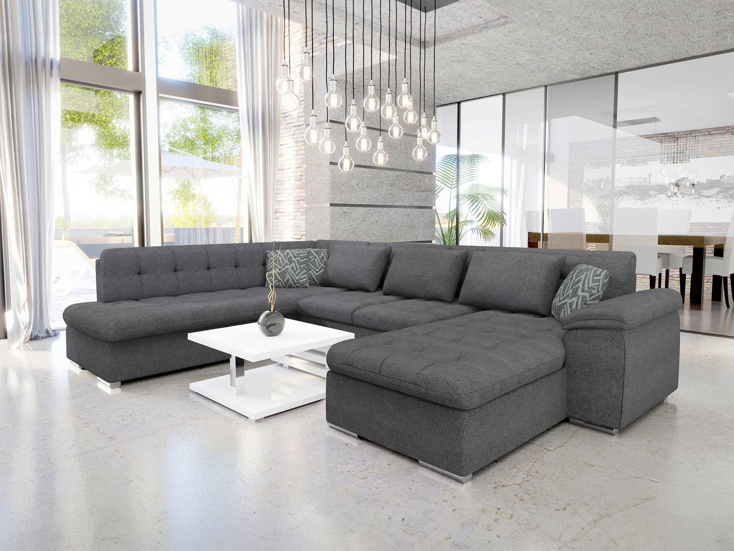 WOHNLANDSCHAFT Niko Bis Premium, Seite: Rechts - Dunkelgrau, Holz/Textil (348/76/205cm) - MIRJAN24