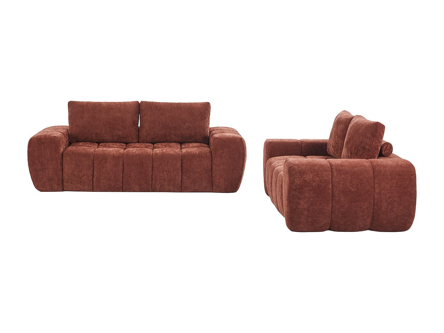 SOFA - 5 Personen - stoff - terracotta Benafo - Terracotta, Textil (190/84/104cm) - Vente-Unique