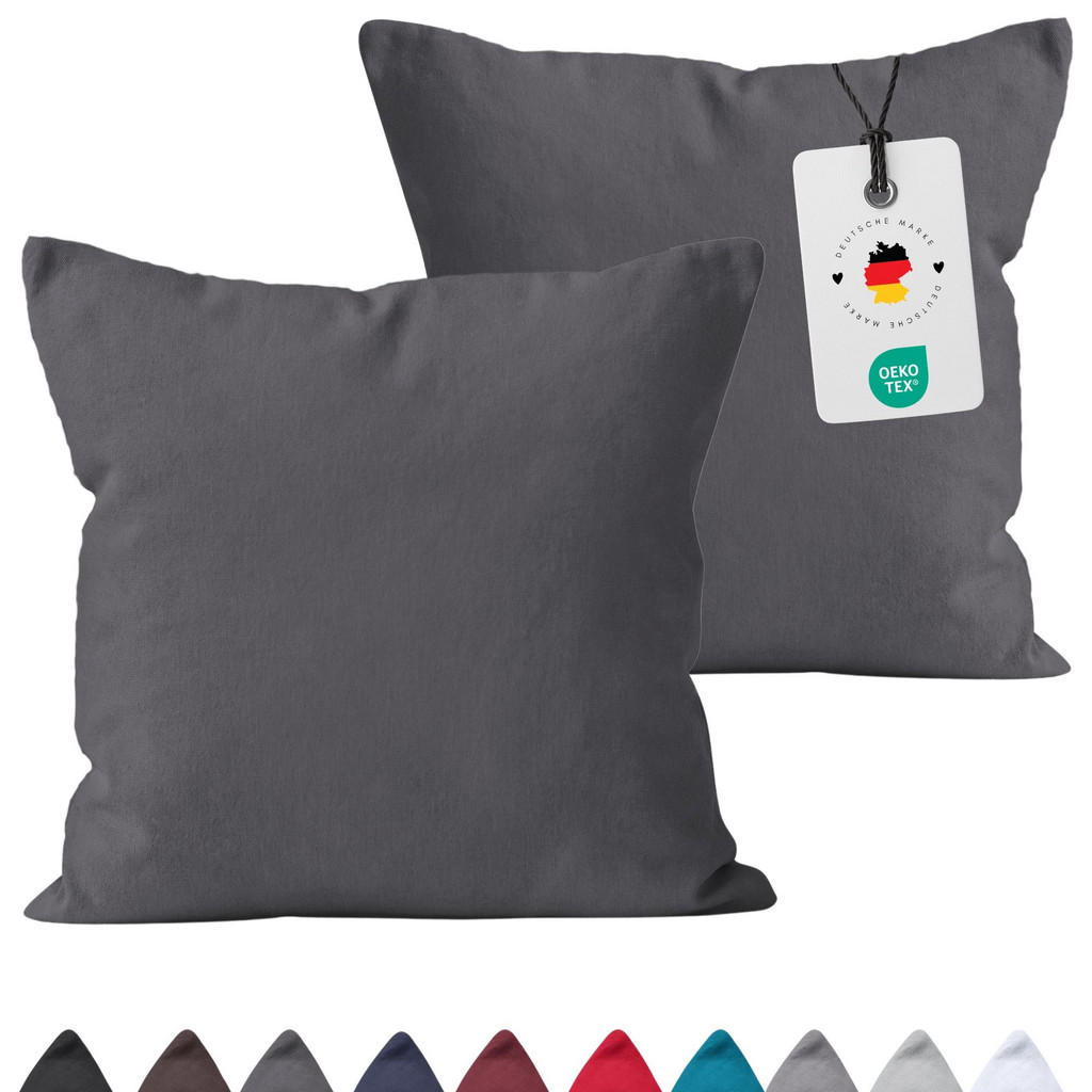 Thumbnail - Carpe Sonno Kissenbezug, Anthrazit, Textil, Uni, Füllung: Baumwollfüllung, Rechteckig, 80x40 cm, Oeko-Tex® Standard 100,...