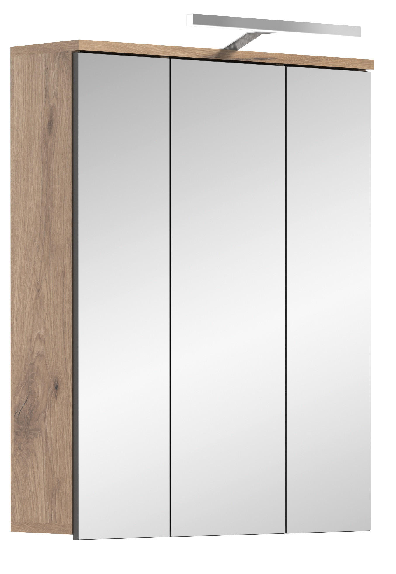SPIEGELSCHRANK inkl. Beleuchtung MASON (B/H/T: ca. 60/77/37 cm) in Nox Oak Nachbildung/Spiegelglas - Eichefarben, Holzwerkstoff (60/77/37cm)