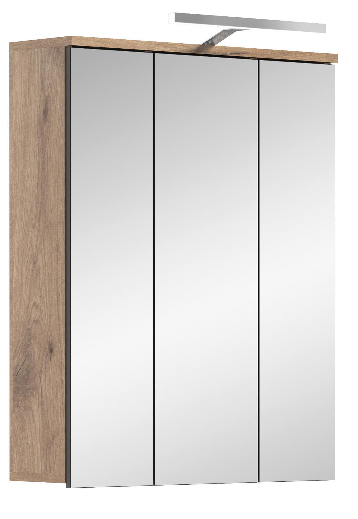 SPIEGELSCHRANK inkl. Beleuchtung MASON (B/H/T: ca. 60/77/37 cm) in Nox Oak Nachbildung/Spiegelglas - Eichefarben, Holzwerkstoff (60/77/37cm)