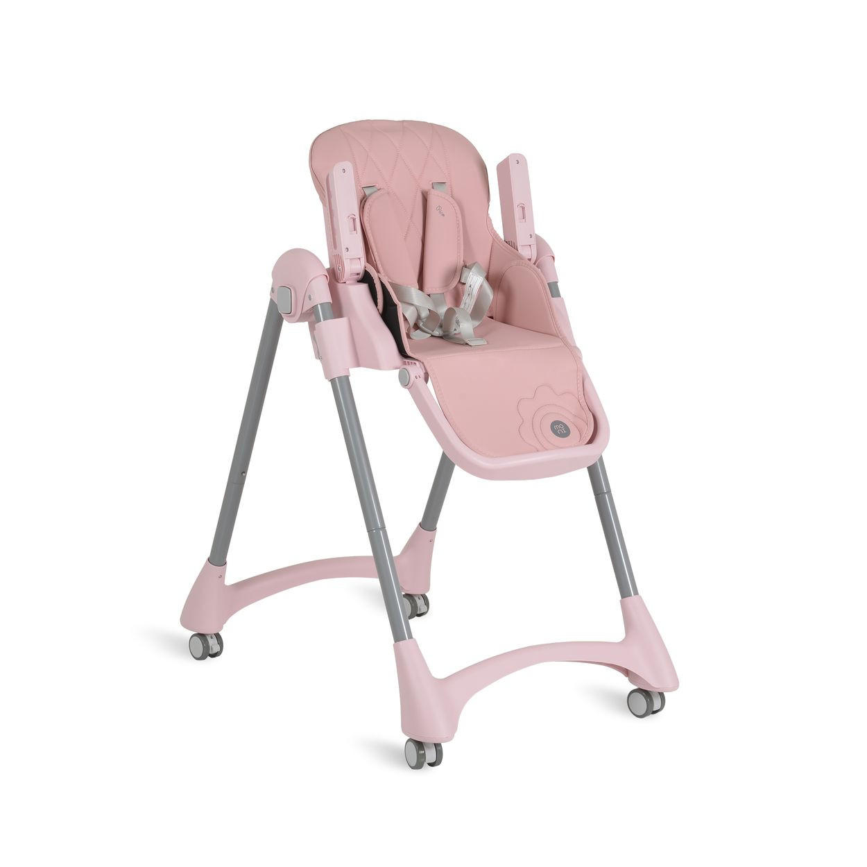 HOCHSTUHL Rico klappbar rosa höhenverstellbar, Doppeltablett, Räder, Gurt - Rosa, Metall (52/96/81cm) - Moni