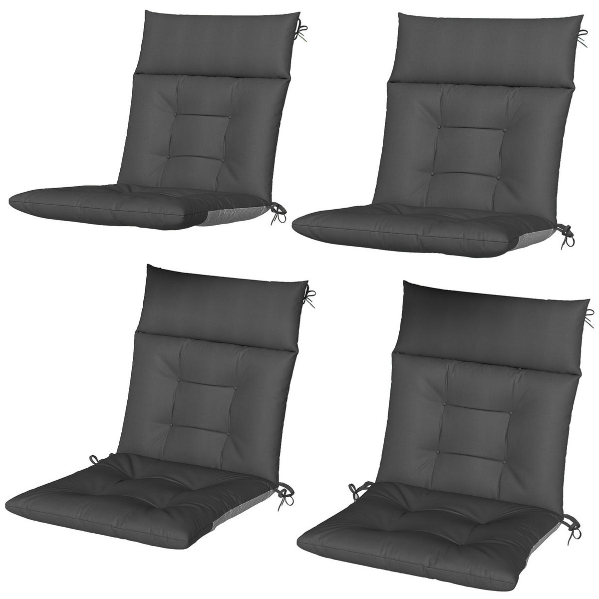 SITZKISSEN 4er-Set DE-16740 Dunkelgrau - Dunkelgrau, Textil (111.5/53/8cm) - ComfortXL