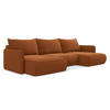 WOHNLANDSCHAFT Samt Stoff Orange - Terra cotta/Schwarz, Kunststoff/Textil (290/86/148cm) - Makamii