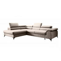ECKSOFA PLAZA L Links mit Schlaffunktion 125x195 Velours Beige - Beige/Schwarz, Holz/Kunststoff (205/275cm) - Muffo
