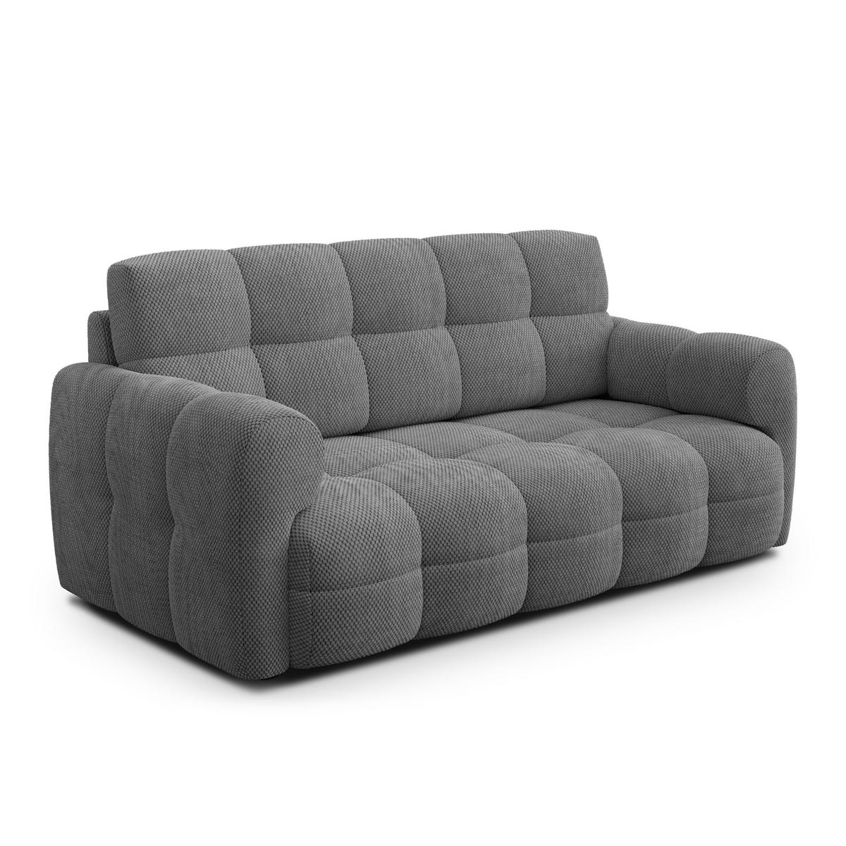 SOFA MELLOW 2,5-Sitzer, grau - Schwarz/Grau, Holz/Textil (183/87/98cm) - Courtois Laville