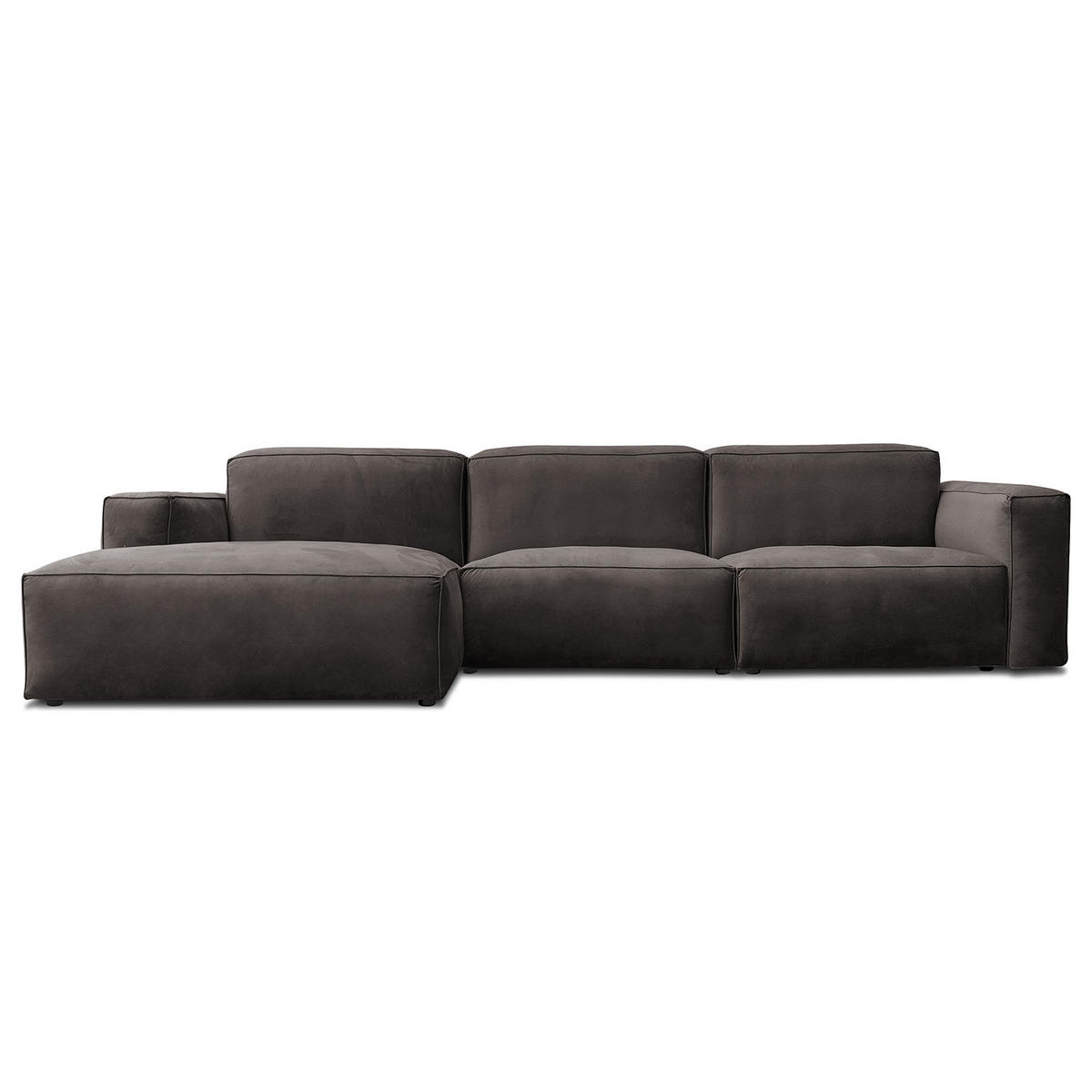 ECKSOFA mit Longchair - Graubraun/Schwarz, Kunststoff/Textil (345/170cm) - home24