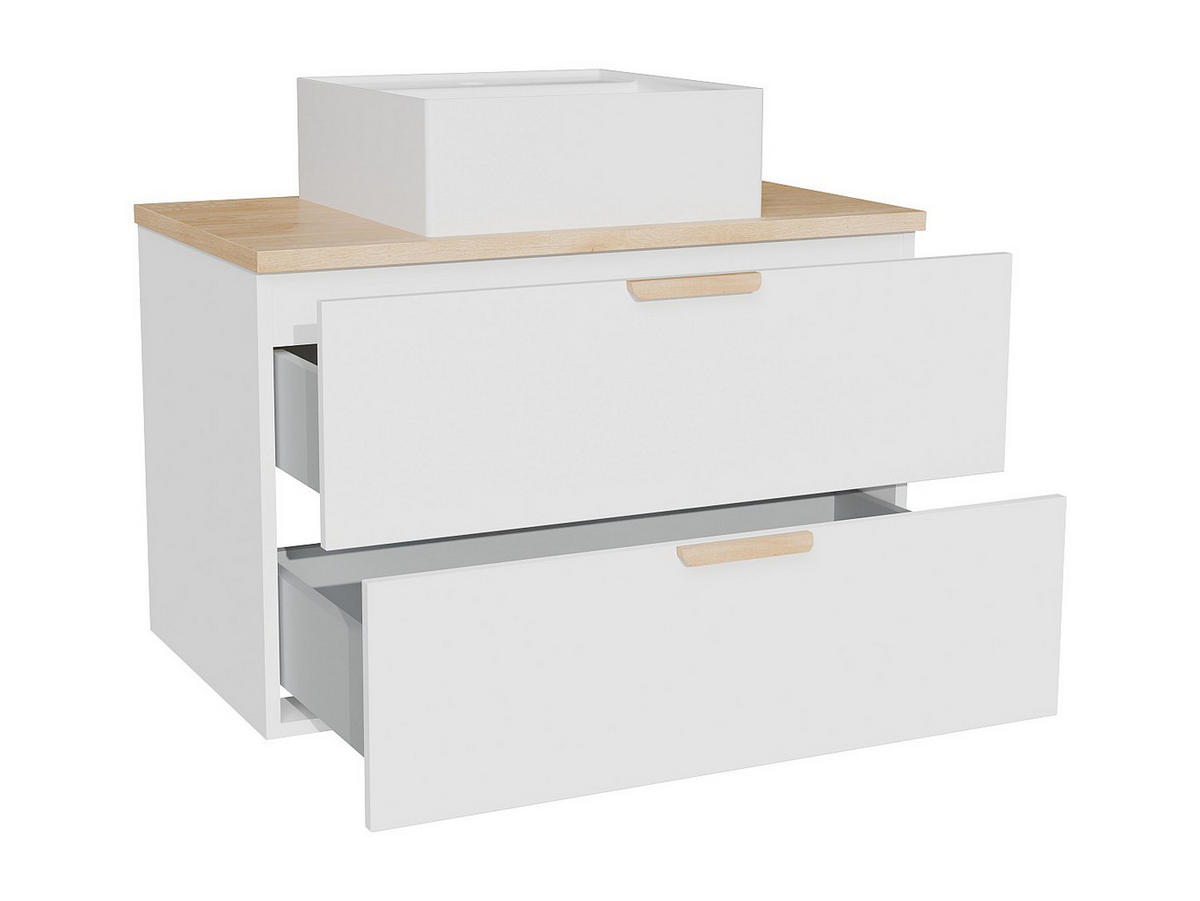 EINZELWASCHTISCH - 80 cm x 46 cm - Holz, Platte - Weiß - AVORELI - Weiß, Holz (80/50/46cm) - Vente-Unique