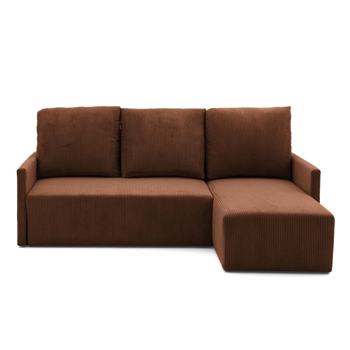 ECKSOFA GARDA L universell links/rechts montierbar mit Schlaffunktion 132x198 cm Cord Braun - Schwarz/Braun, Holz/Kunststoff (209/145cm) - NACANAPA