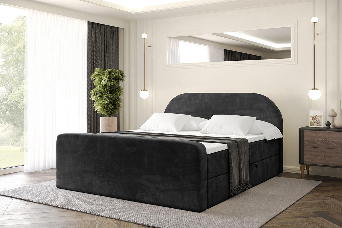 BOXBETT mit Matratze H4 und Lattenrost - NOX-Z - 140x200 - Schwarz Casablanca - Schwarz, Holzwerkstoff (140/200cm) - ALTDECOR