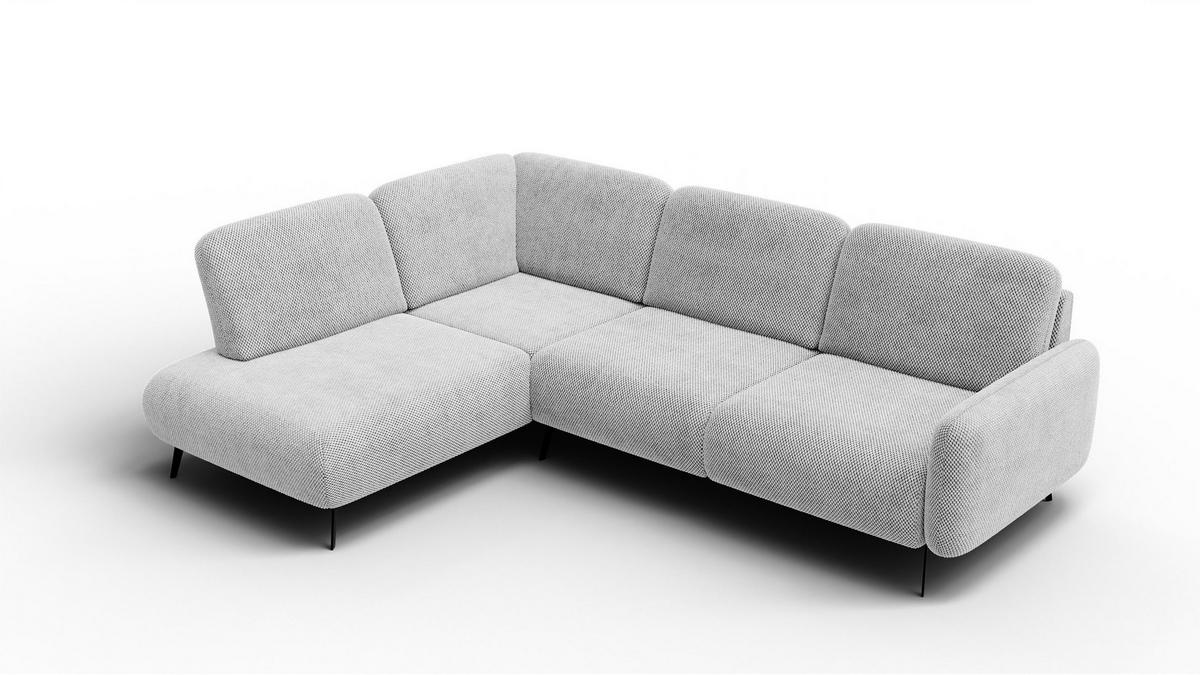 ECKSOFA FEBE 5-Sitzer links, hellgrau - Hellgrau/Schwarz, Holz/Textil (271/190cm) - Courtois Laville