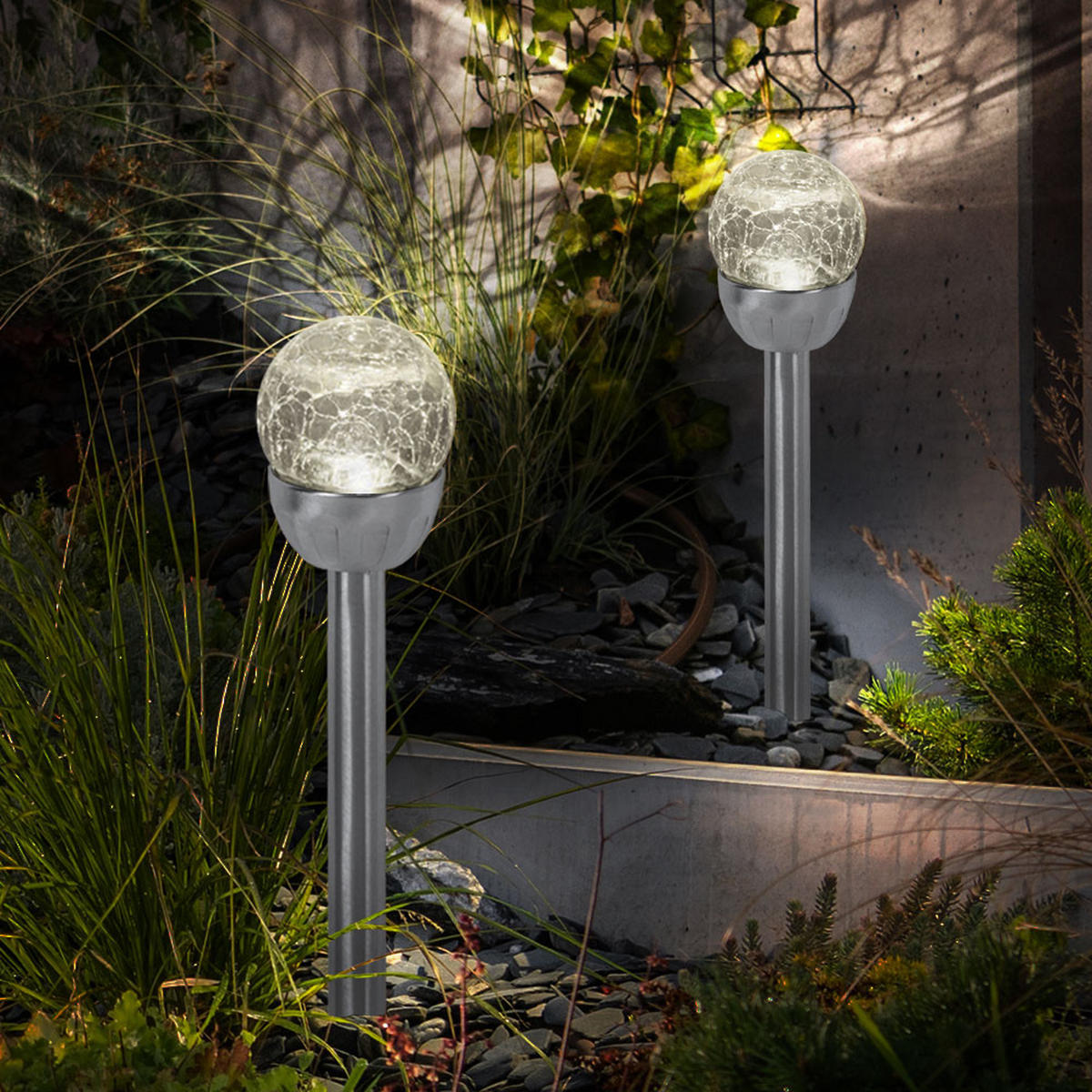 LED AUSSENLEUCHTE Edelstahl Silber 3er Set - Silberfarben, Metall (6/6/24.5cm)