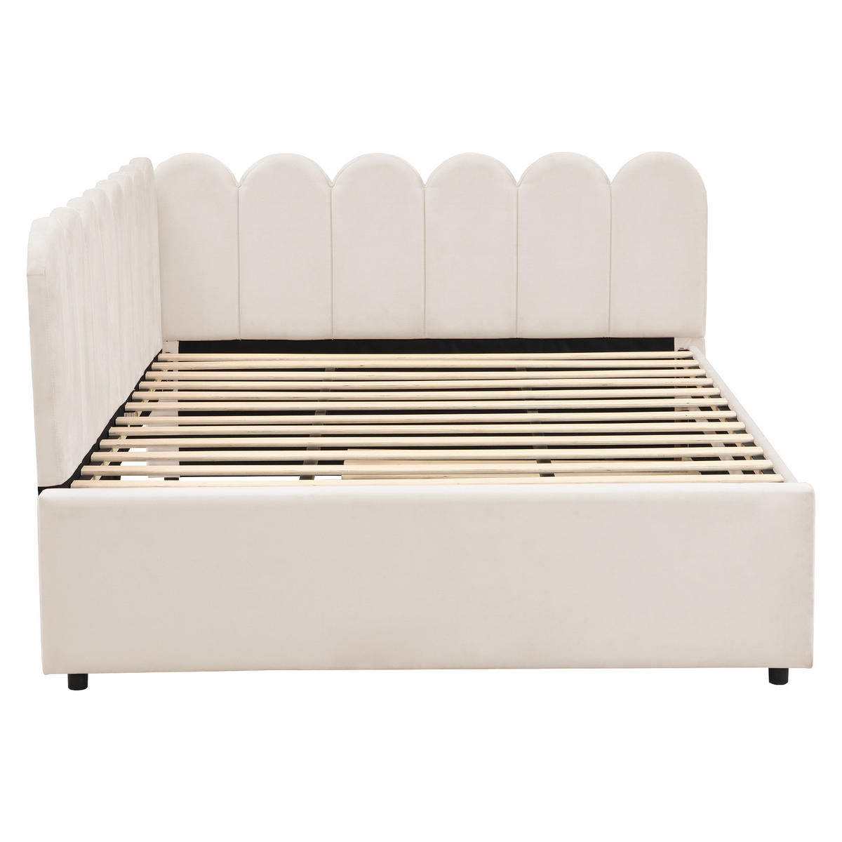 AUSZIEHBETT 140/230/200 cm DE-02037, in Beige, mit L-Form - Beige, Metall (140/200cm) - ComfortXL