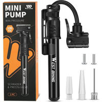FAHRRADPUMPE Mini Aluminium mit Halterung für alle Ventile - Schwarz, Metall (4.3/1/22.5cm)