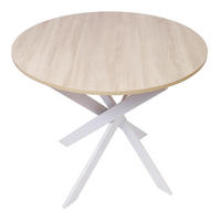 ESSZIMMERTISCH Rund eiche, Beine aus Metall weiß lackiert, 90/90/77cm - Eichefarben/Weiß, Holzwerkstoff (90/90/77cm) - Skraut Home