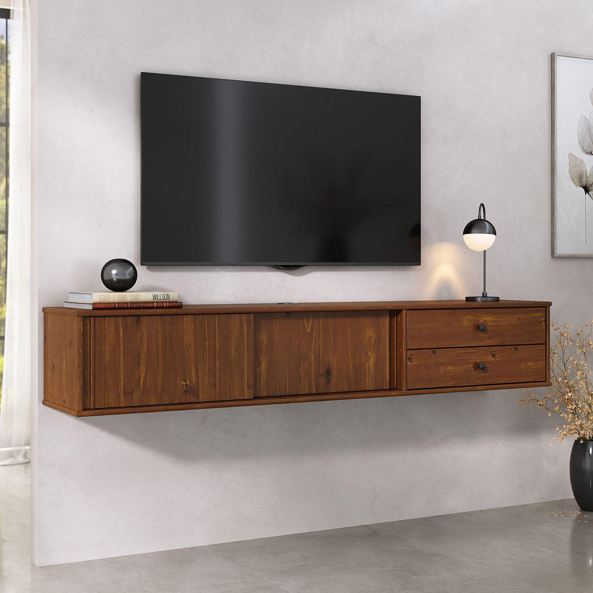 LOWBOARD SIMONA Kastanie - Kastanienfarben, Holz (175/31/34cm) - IDIMEX