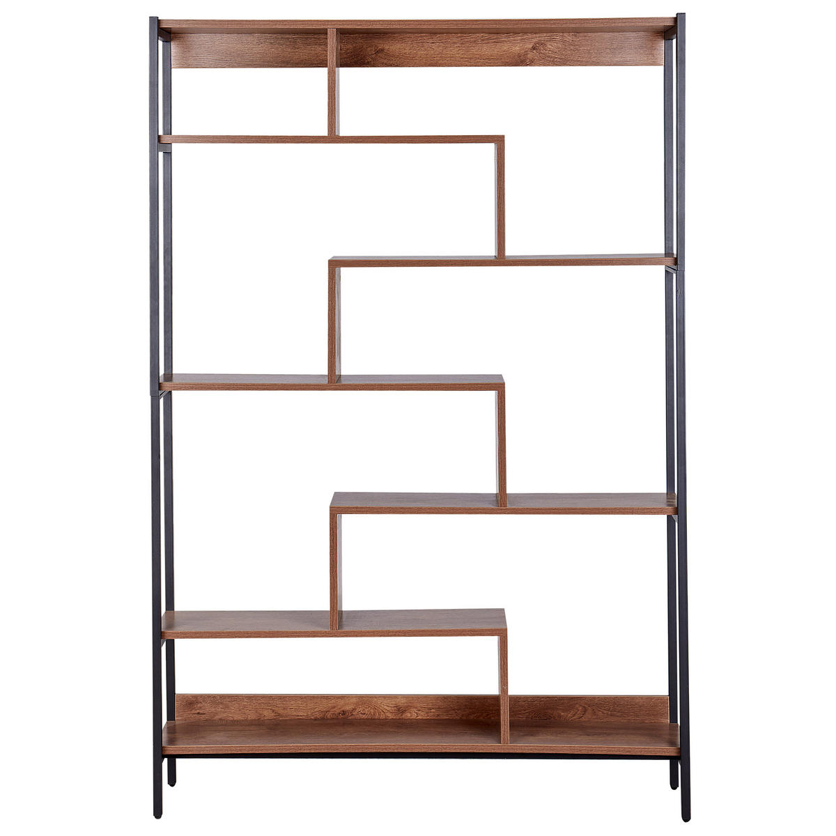 REGÁL s 6 policemi 180 cm Hnědý Daven - hnědá, kompozitní dřevo (120/180/27cm) - Beliani