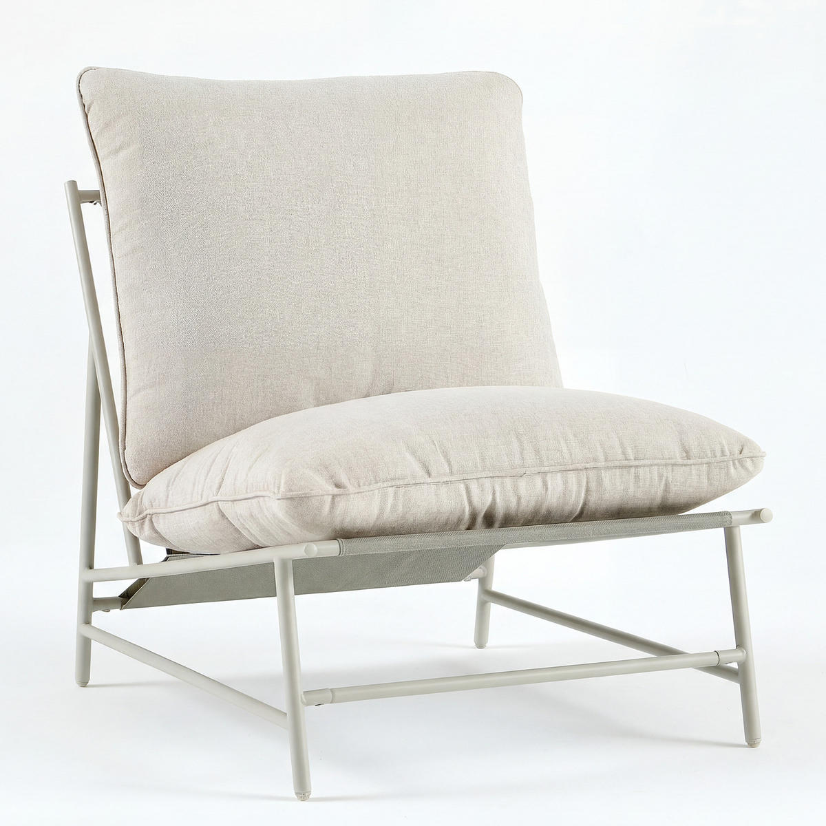 GARTENSESSEL - 2er-Set - Stahl / Webstoff - Beige - Beige, Textil/Metall (70/76/87cm) - home24