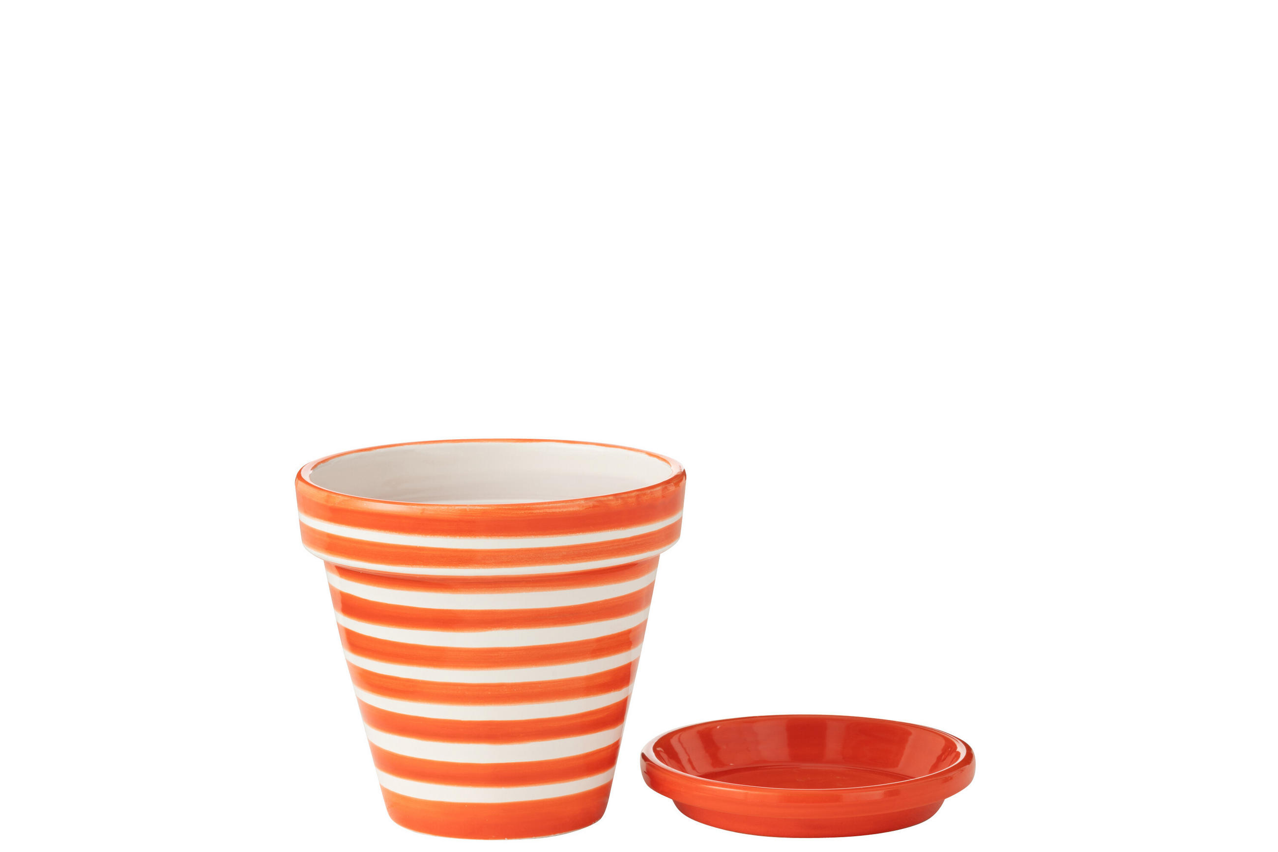 BLUMENTOPF GRANADA STRIPES - Töpferei - Orange - M - Ø 27 cm - Multicolor, Keramik (27/25cm) - J-Line