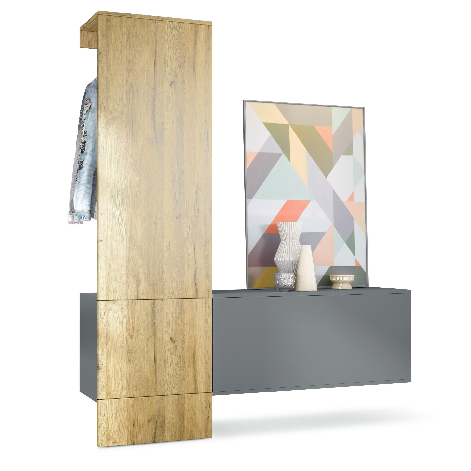 GARDEROBE Carlton Paneel in Eiche Nature - Eichefarben, Holzwerkstoff (156.5/193/35cm) - Vladon