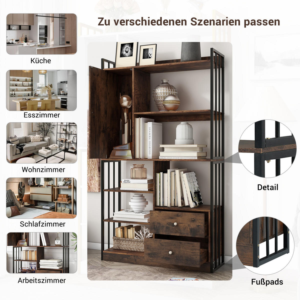 BÜCHERREGAL braun - Braun, Holzwerkstoff (30/173.5/100cm) - Urban Meuble