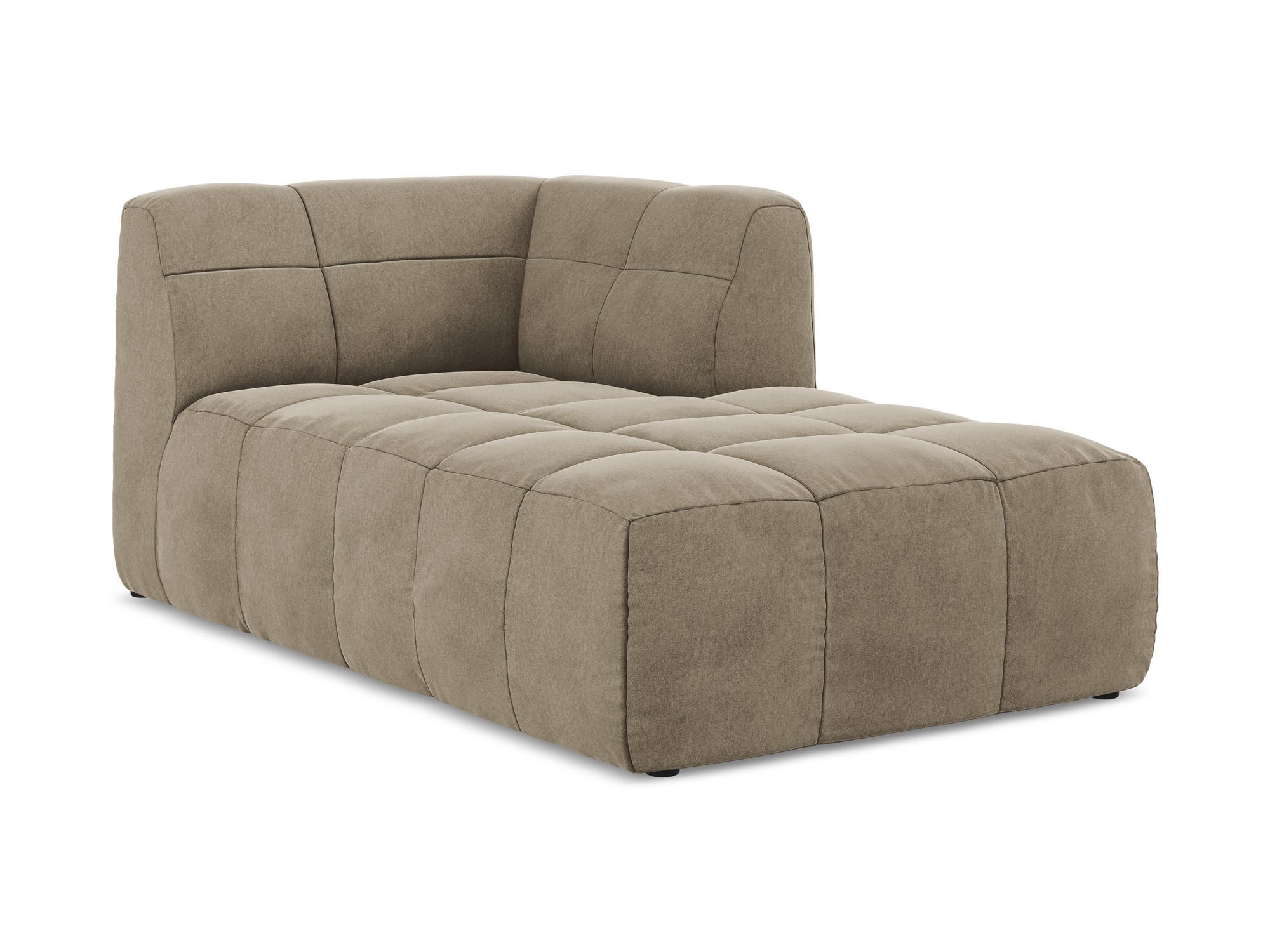 SOFAELEMENT Rechts Samt Stoff Beige - Beige/Schwarz, Holzwerkstoff/Kunststoff (101/77/175cm) - Makamii