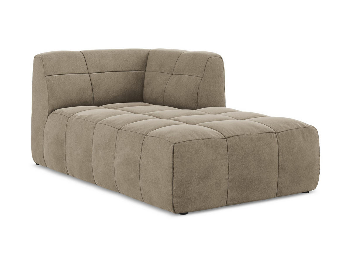 SOFAELEMENT Rechts Samt Stoff Beige - Beige/Schwarz, Holzwerkstoff/Kunststoff (101/77/175cm) - Makamii