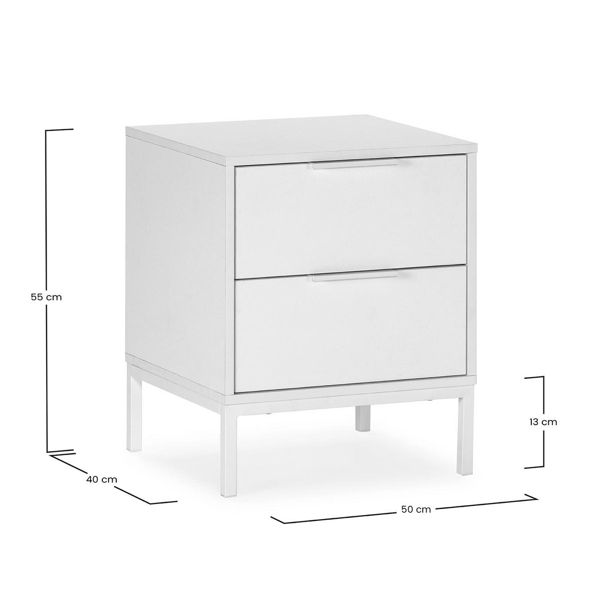 NACHTTISCH Auri 2 schubladen Weiß - Weiß, Holzwerkstoff (50/55/40cm) - VS Venta-stock