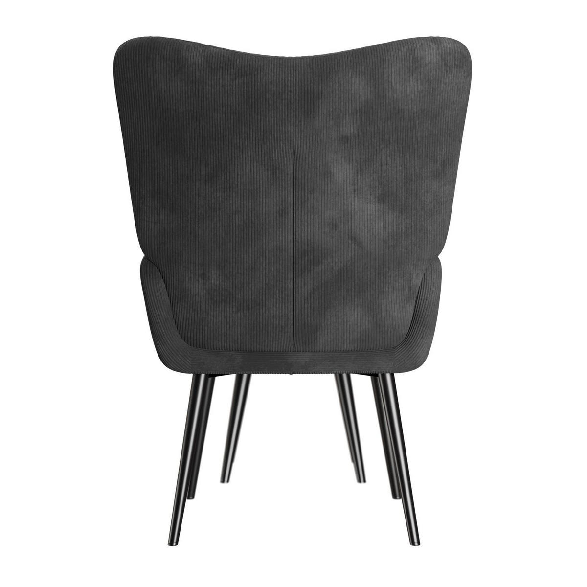 OHRENSESSEL Odense mit Hocker Cord Grau - Grau, Textil (68/95/73cm) - Juskys