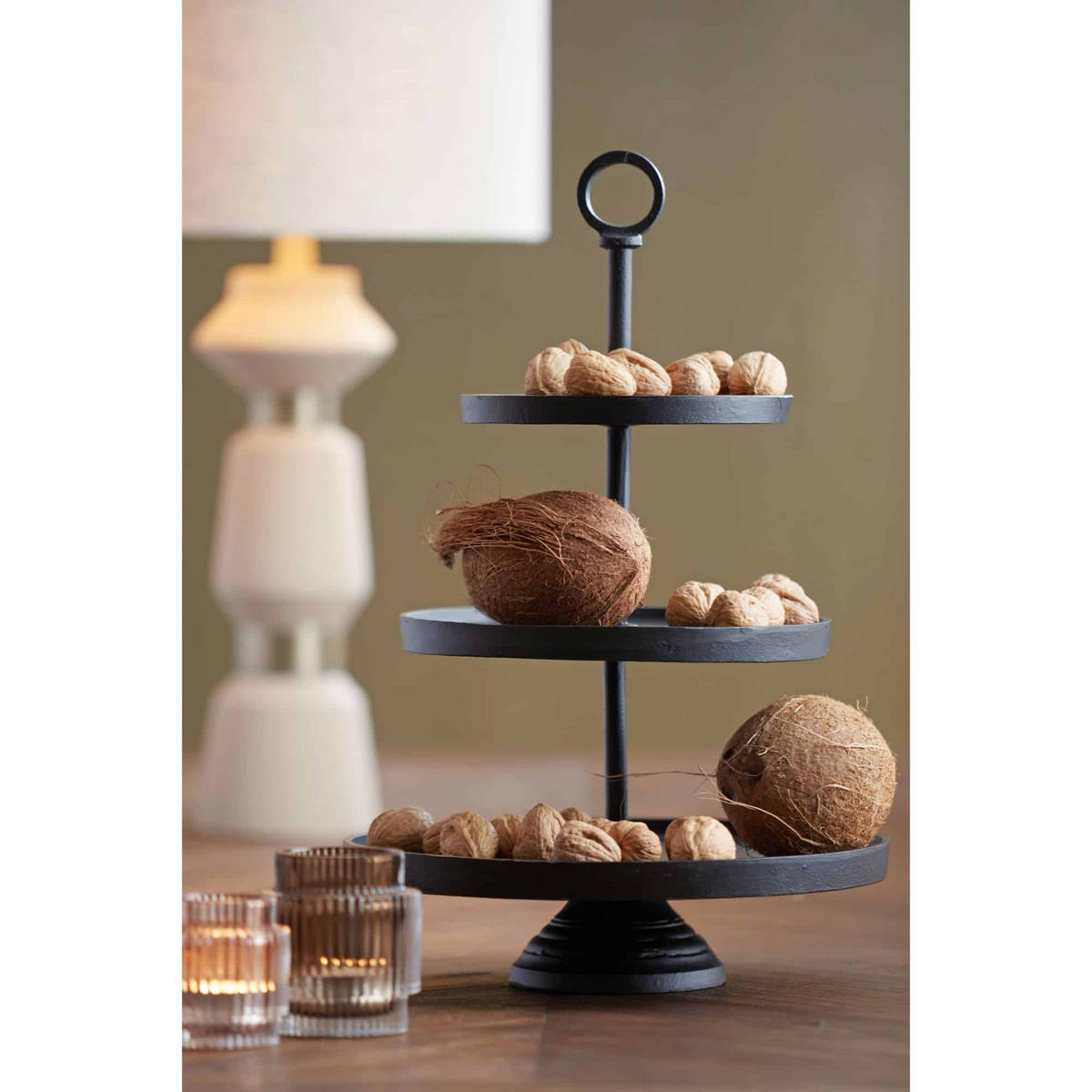 ETAGERE Marozu Schwarz 32/32/48 cm - Schwarz, Metall (32/48cm) - Light & Living