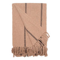 DECKE Streifen Groß 130x180 cm, 100% Baumwolle, Beige/Schwarz - Naturfarben, Textil (130/180cm) - Au Maison